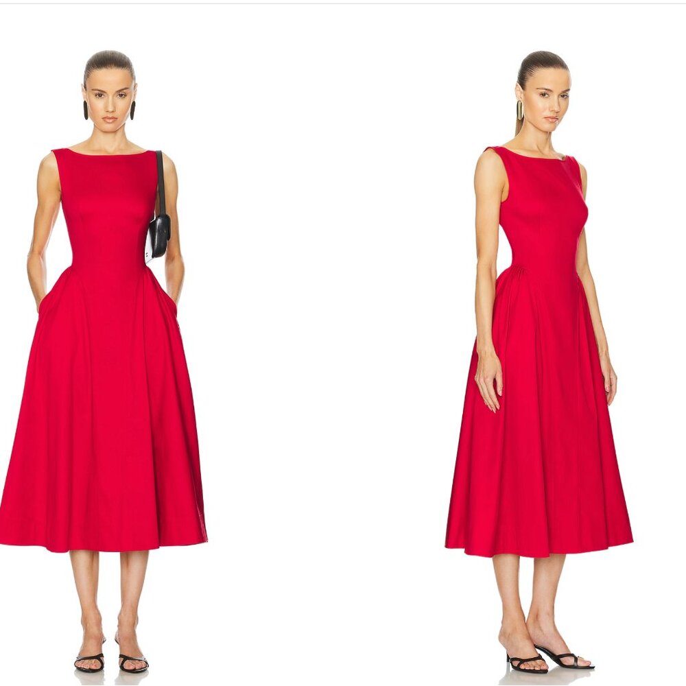 Helsa Stretch Cotton Sateen Midi Dress BRAND NEW WITH ALL TAGS/PACKAGING INTACT